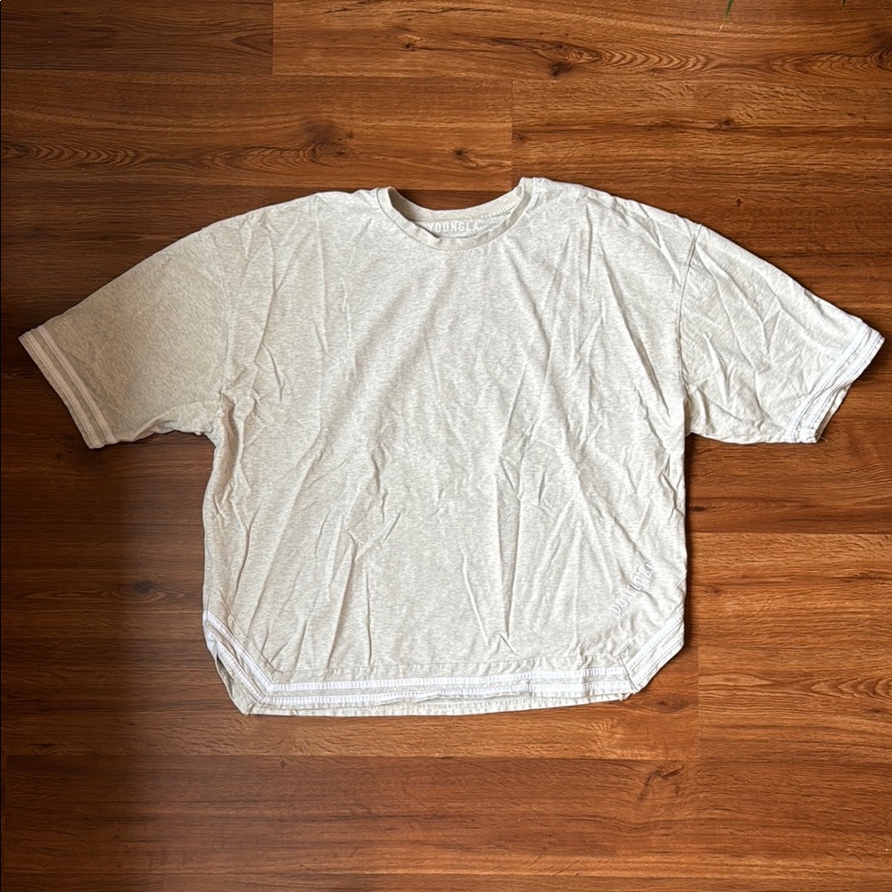 YoungLA Cream Boxy Fit Short Sleeve Tee - XL